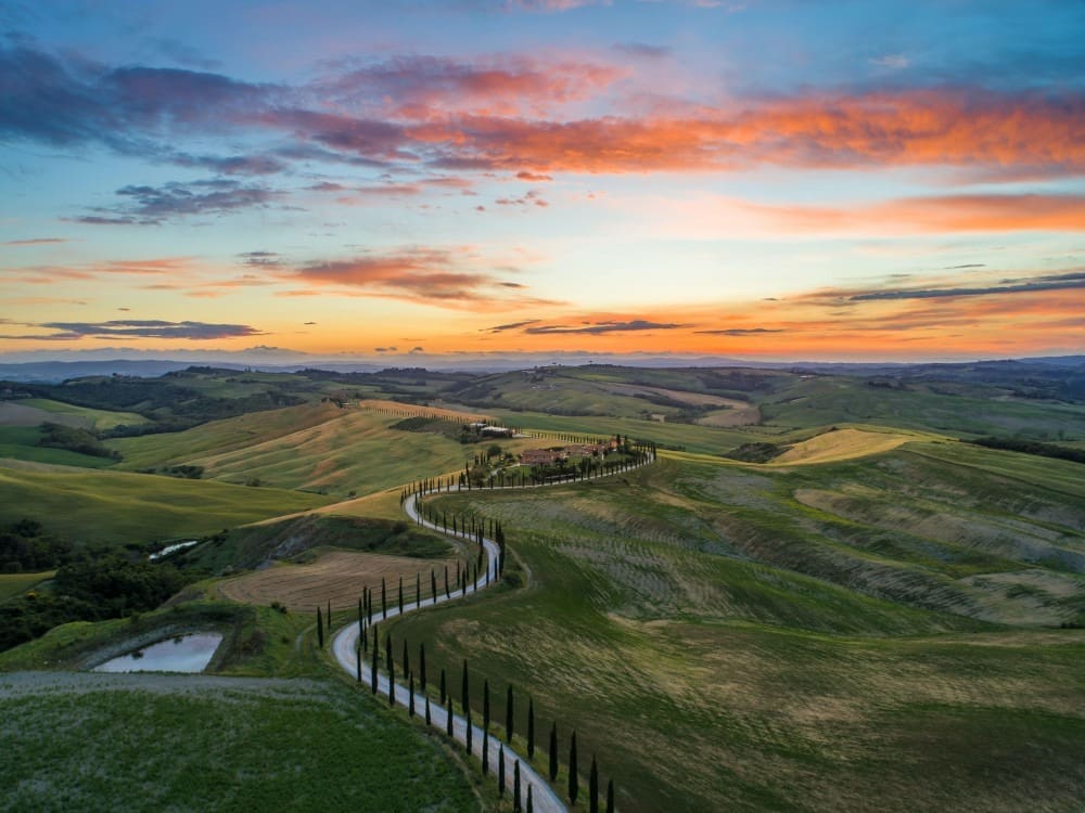 The Sunset in Tuscany Italy